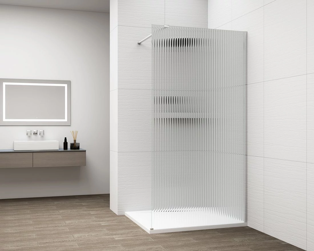 ESCA CHROME Walk-in zuhanyfal, falra szerelhető, flutes üveg, 1100mm