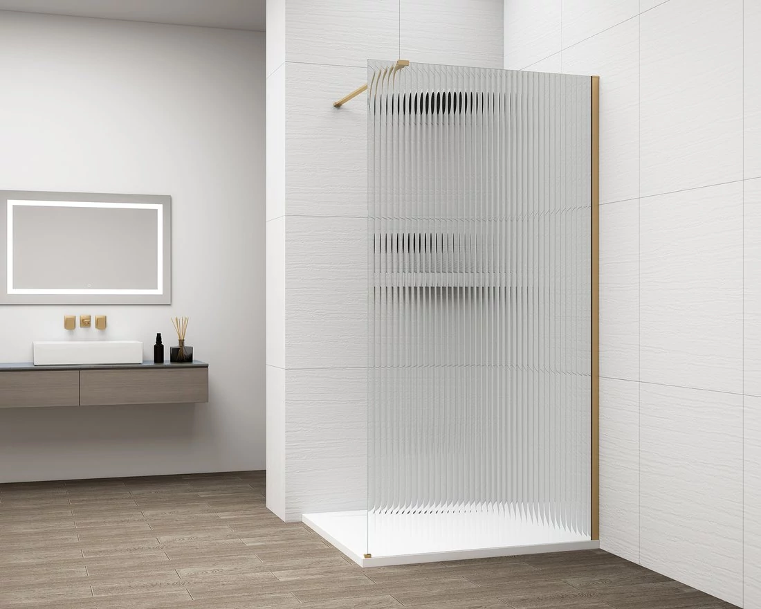 ESCA GOLD MATT Walk-in zuhanyfal, falra szerelhető, flutes üveg, 1200mm