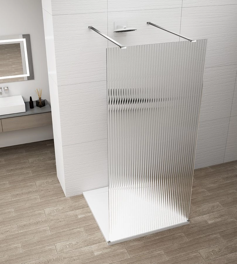 ESCA CHROME Walk-in zuhanyfal, szabadonálló, flutes üveg, 1300mm