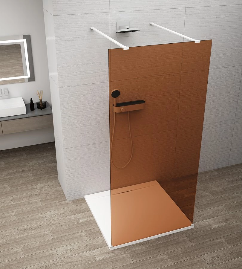 ESCA WHITE MATT Walk-in zuhanyfal, szabadonálló, barna üveg, 1200mm