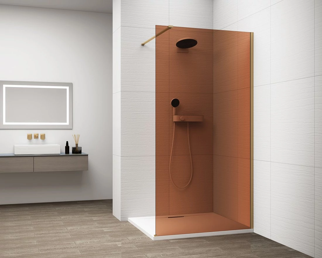 ESCA GOLD MATT Walk-in zuhanyfal, falra szerelhető, barna üveg, 1300mm