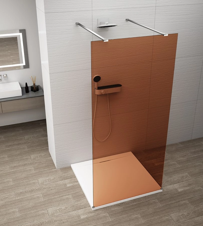 ESCA CHROME Walk-in zuhanyfal, szabadonálló, barna üveg, 1300mm