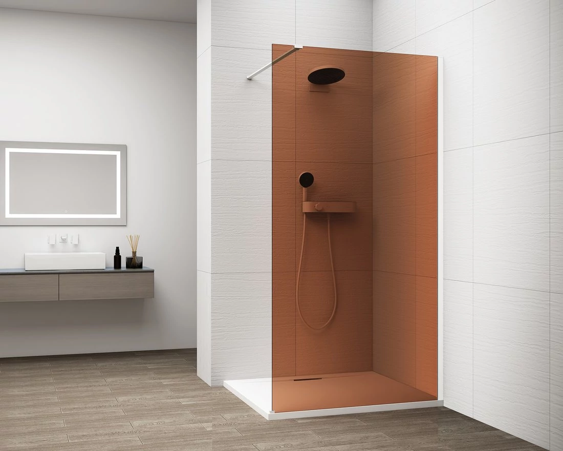 ESCA WHITE MATT Walk-in zuhanyfal, falra szerelhető, barna üveg, 700mm
