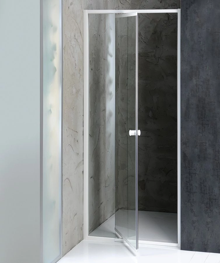 AQUALINE AMICO nyílóajtó fix résszel, 820-1020x1850mm, fehér profil, transzparent üveg