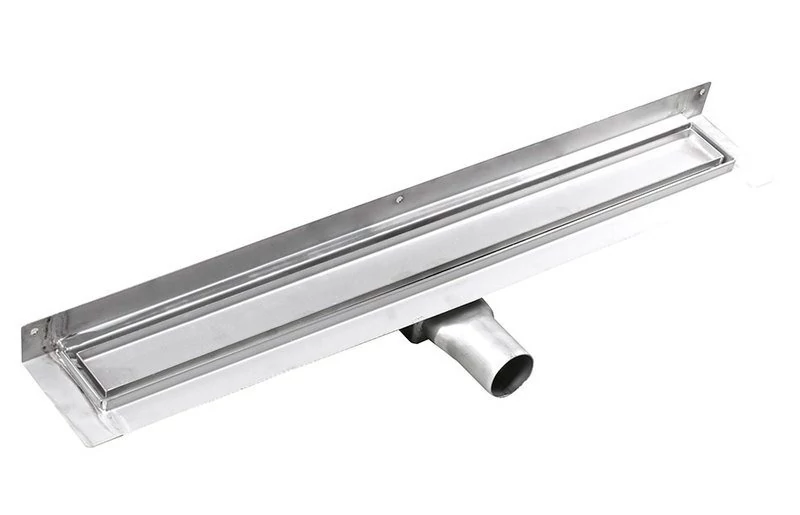 GELCO MANUS inox padlóösszefolyó, falhoz PIASTRA rosttal, 850x112x55mm