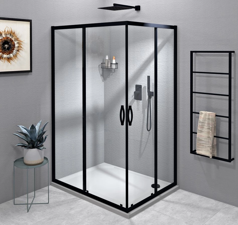 GELCO SIGMA SIMPLY BLACK szögletes zuhanykabin, 1100x800mm, jobbos/balos, sarokbelépős