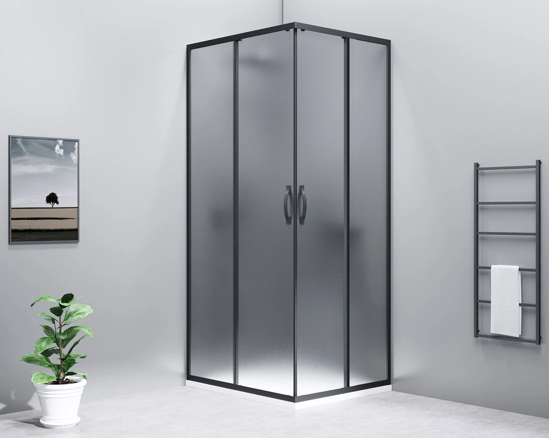 GELCO SIGMA SIMPLY BLACK szögletes zuhanykabin, 900x800mm, jobbos/balos, sarokbelépős, Brick üveg