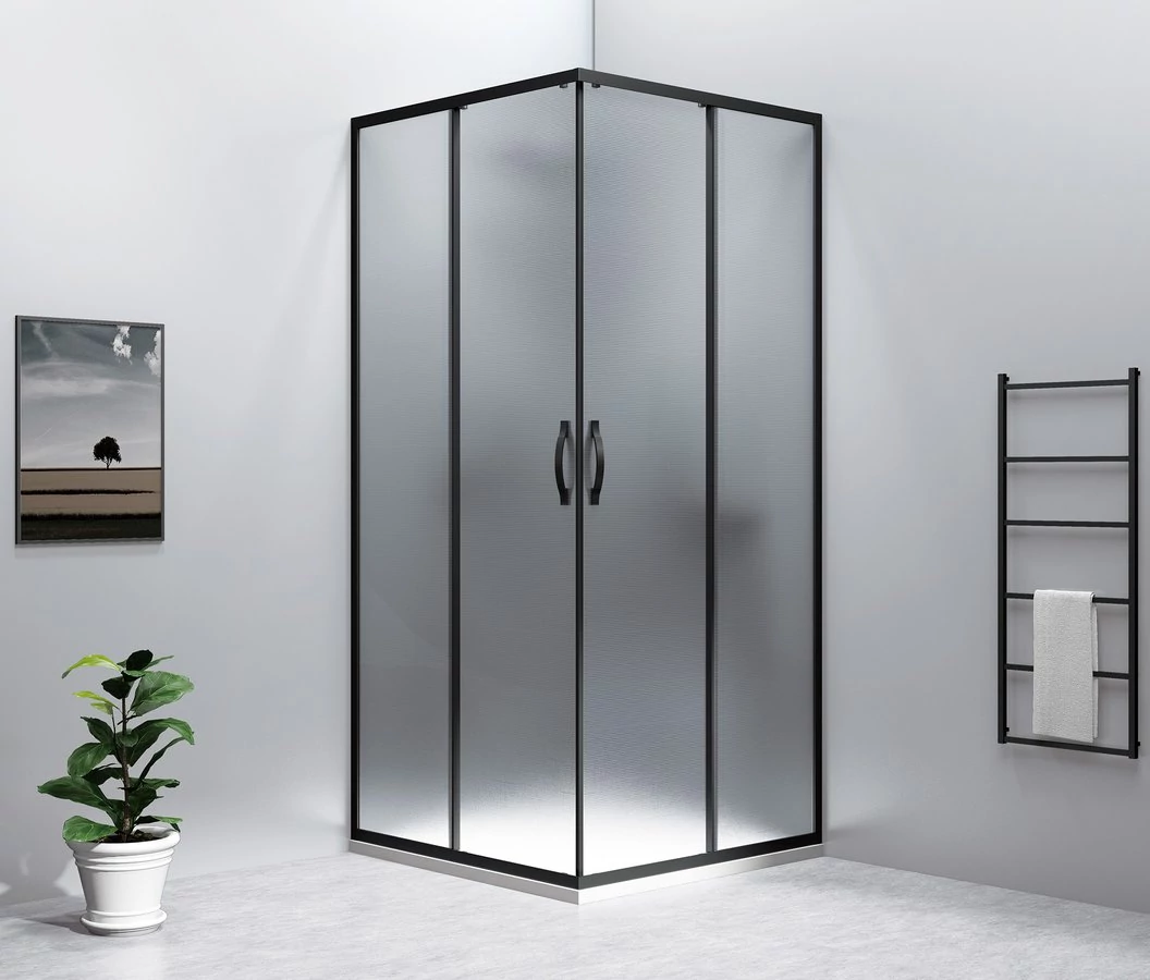 GELCO SIGMA SIMPLY BLACK szögletes zuhanykabin, 900x900mm, sarokbelépős,  Brick üveg