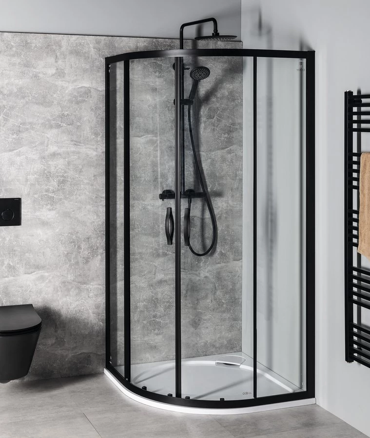 GELCO SIGMA SIMPLY íves zuhanykabin, 800x800mm, R550, transzparent üveg, matt fekete