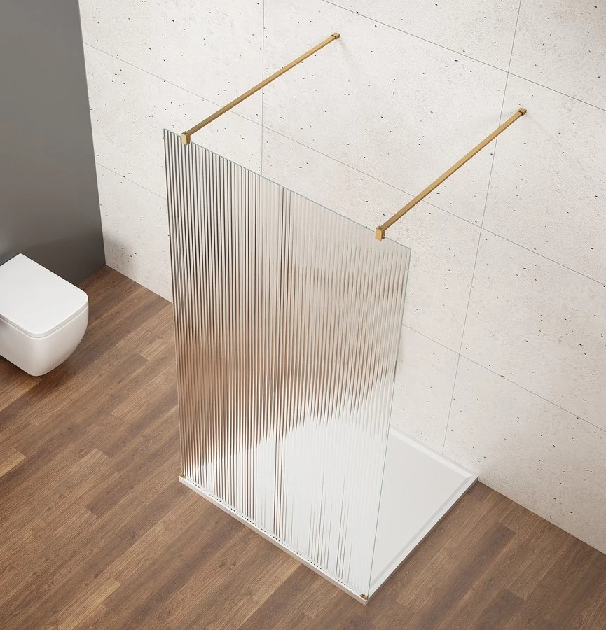 VARIO GOLD Szabadon álló zuhanyfal merőleges merevítőkkel, nordic üveg, 900mm