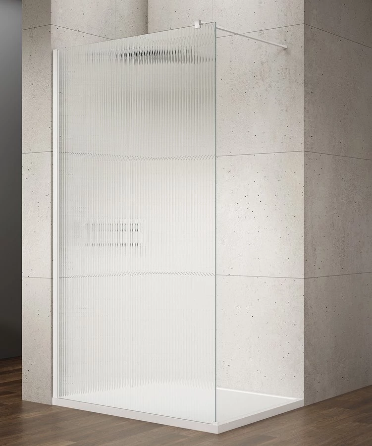 VARIO WHITE Fix zuhanyfal, fali profillal, merőleges merevítő nélkül, nordic üveg, 900mm