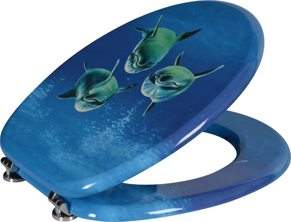 AQUALINE FUNNY WC-ülőke, DELFIN, MDF, univerzális réz pánt