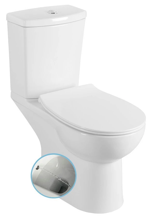 KAIRO álló kombi WC, hátsó kifolyású, tartállyal, bidézuhannyal, 36x67cm, króm duálgombos öblítőmechanikával