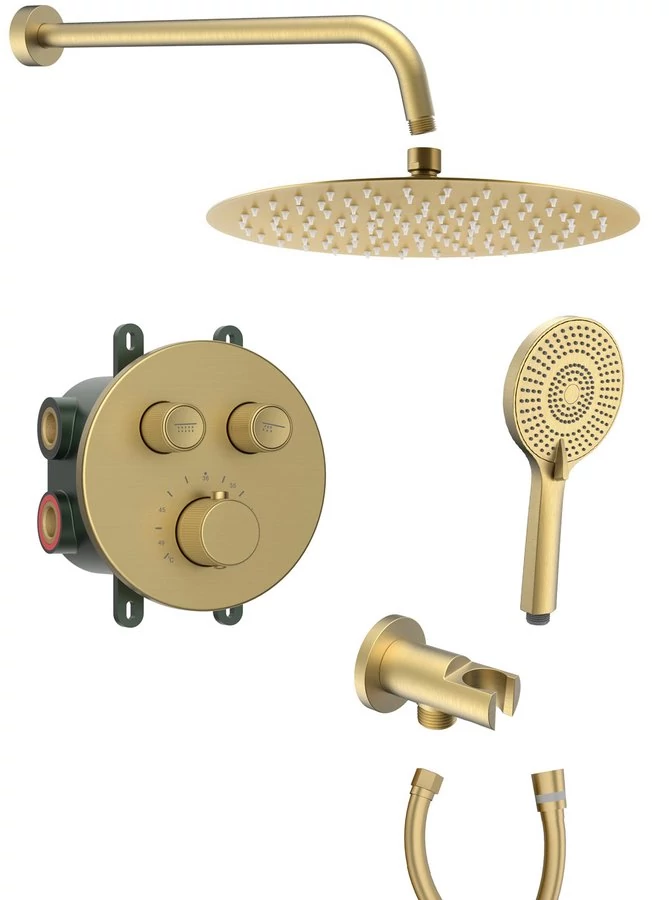 SMART SELECT falbasüllyesztett termosztatikus zuhanyszett, 2-irányú, gold matt