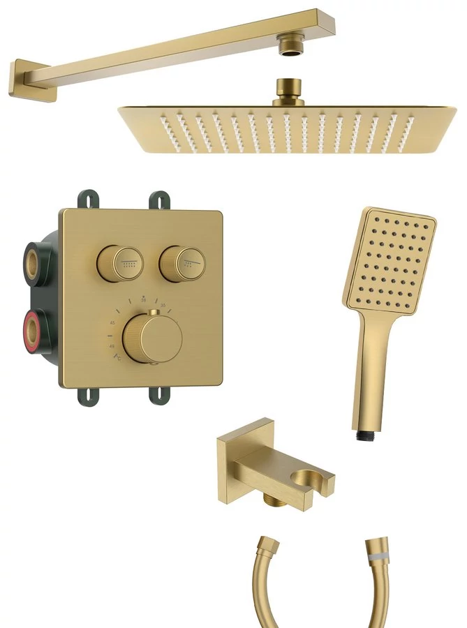 SMART SELECT falbasüllyesztett termosztatikus zuhanyszett, 2-irányú, gold matt