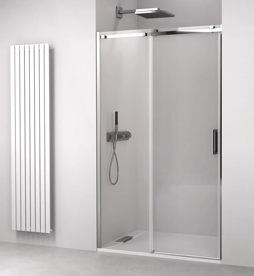 THRON LINE SQUARE eltolható zuhanyajtó 1600mm, szögletes görgők, transzparent üveg