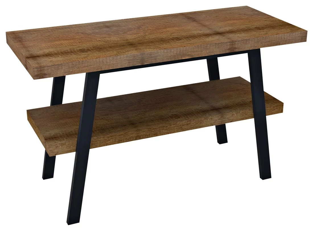 TWIGA mosdótartó asztal, 130x72x50cm, matt fekete/old wood