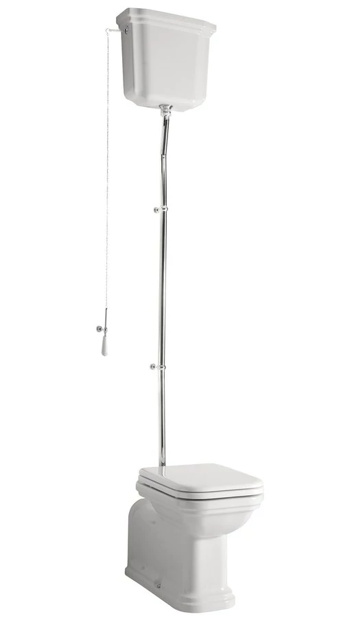 KERASAN WALDORF álló WC, alsó/hátsó kifolyású, tartállyal, öblítőmechanikával, ülőke nélkül, fehér/króm