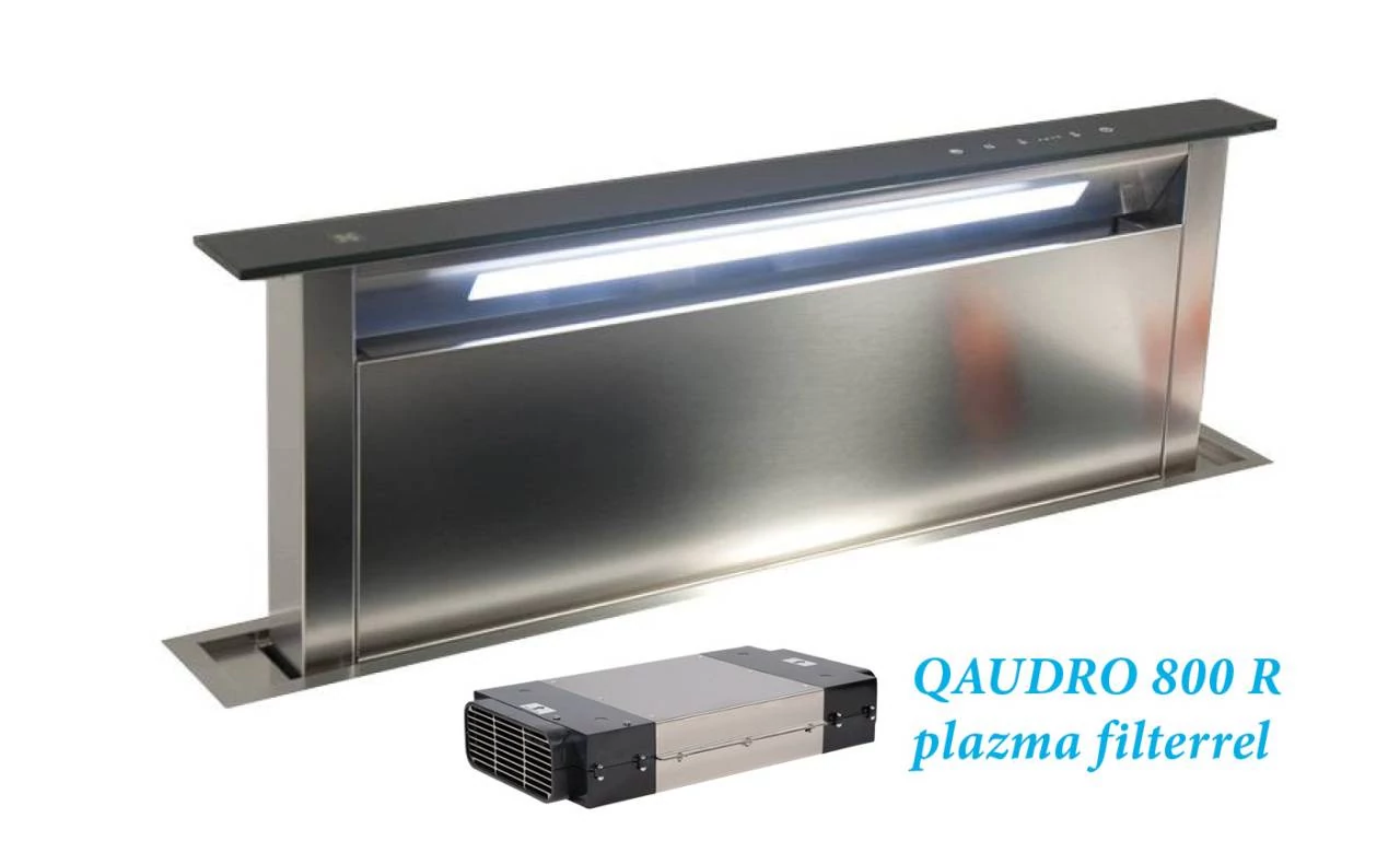 SIRIUS - Páraelszívó S-DD2 TC/L EM 118 fekete üveg/inox motor nélkül + plazma filter QUADRO 800 R