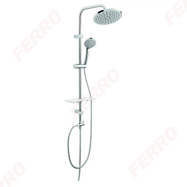 FERRO RONDO LUX zuhanyszett, 3 funkciós, fejzuhannyal, polcal, króm