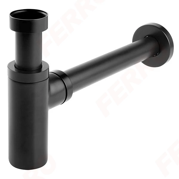 FERRO ROTONDO hengeres búraszifon, állítható lefolyó, rozettával, 5/4”x32 mm, fekete