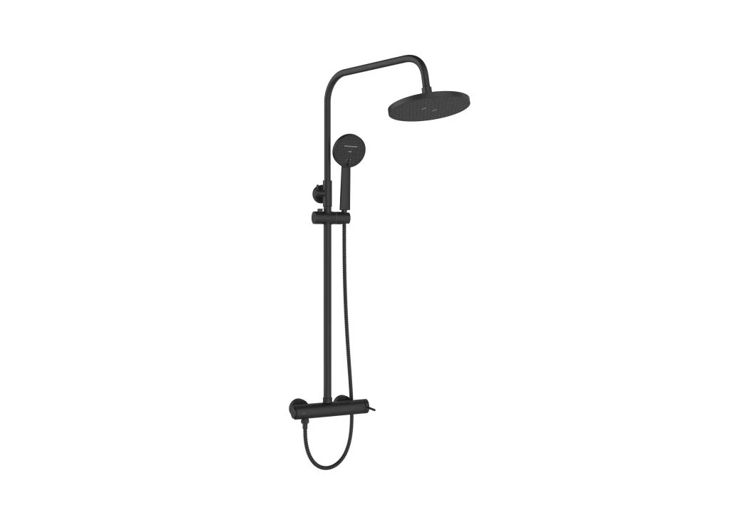 INVENA KALITEA zuhanyszett, 3 funkciós, fejzuhannyal, zuhanycsapteleppel, fekete, waterplating bevonat
