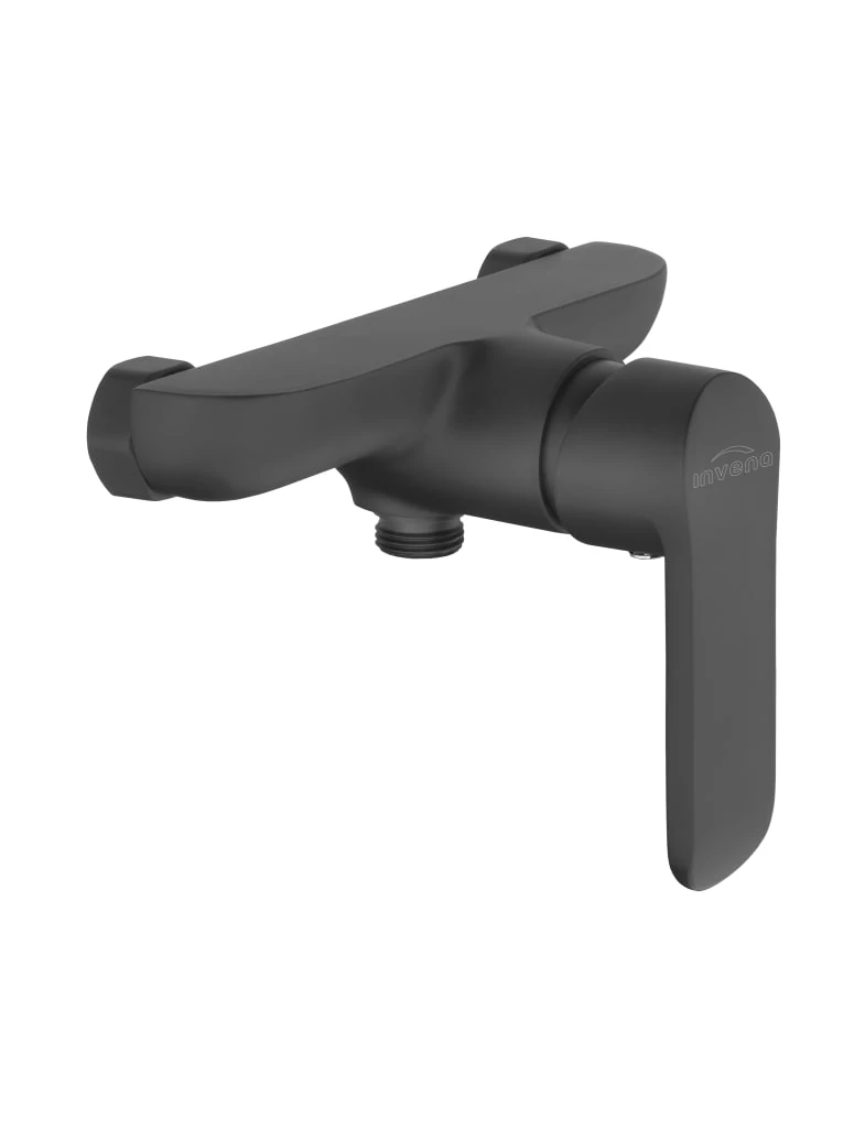 INVENA SIROS BLACK zuhanycsaptelep, fali, zuhanyszett nélkül, fekete, waterplating bevonat