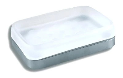 METALIA 4 szappantartó, fali, fehér-króm, üveg 140x95 mm